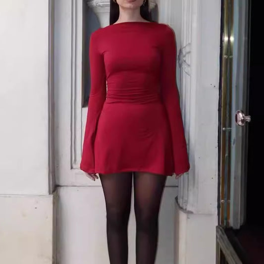 Robe mini à volants élégante pour femmes avec manches longues Chic und Stil
