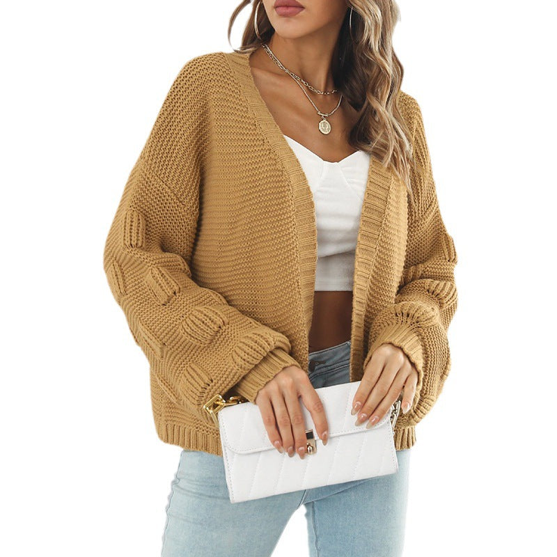 Dames grosse tricot cardigan avec des manches bouffantes décoratives Chic und Stil