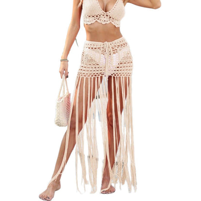 Dames Bohémien Crochet Franges Plage Couverture Jupe Chic und Stil