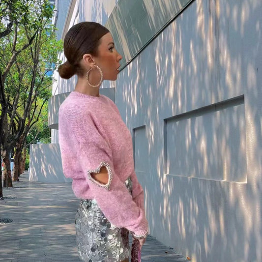 Pull en tricot pour femmes avec des manches ouvertes et des accents scintillants Chic und Stil