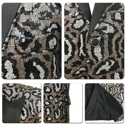 Elegant men's sequin blazer with modern leopard print Chic and Style