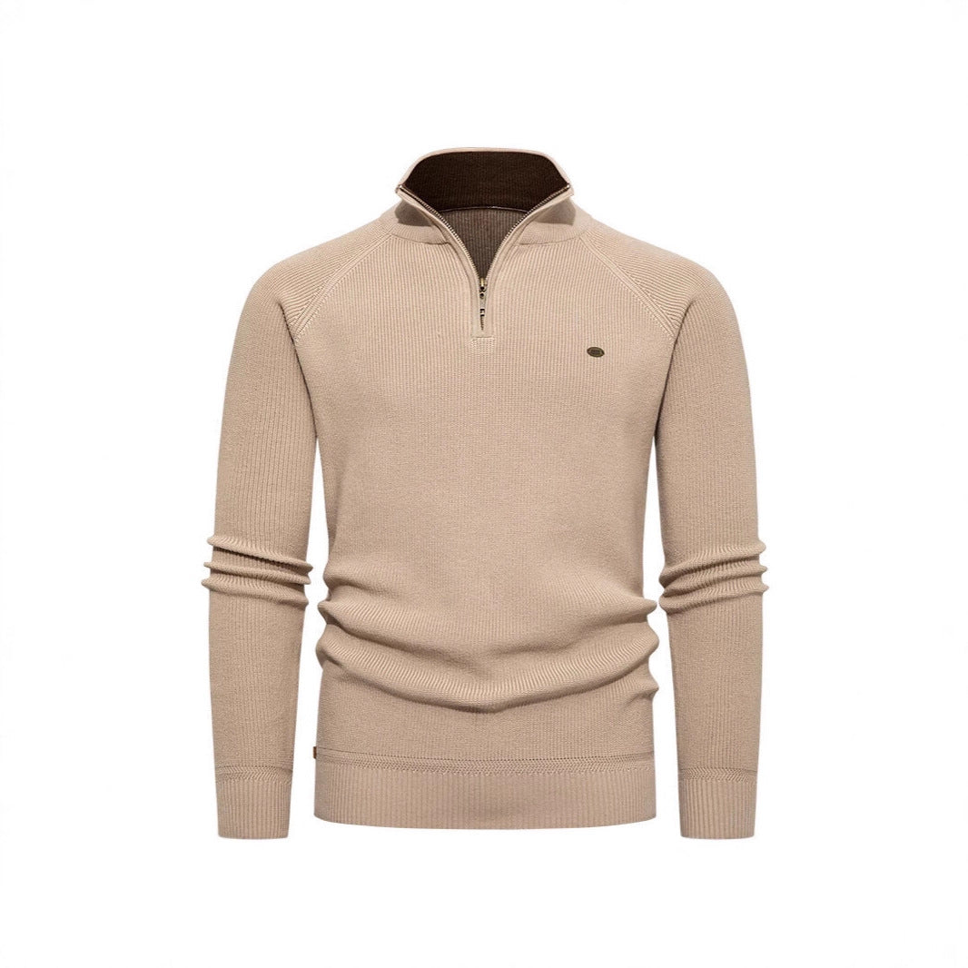 Knitted pullover for men with a high collar and zipper Chic und Stil