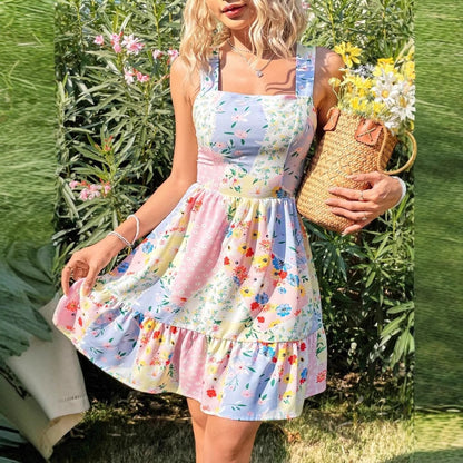 Robe d'été à volants floraux pour femmes Chic und Stil