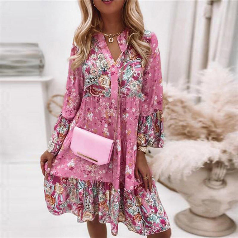 Robe tiered florale bohémienne pour femmes Chic und Stil