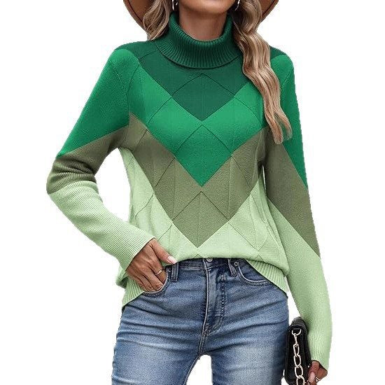 Pull en maille tendance pour femmes avec col montant et design géométrique Chic und Stil