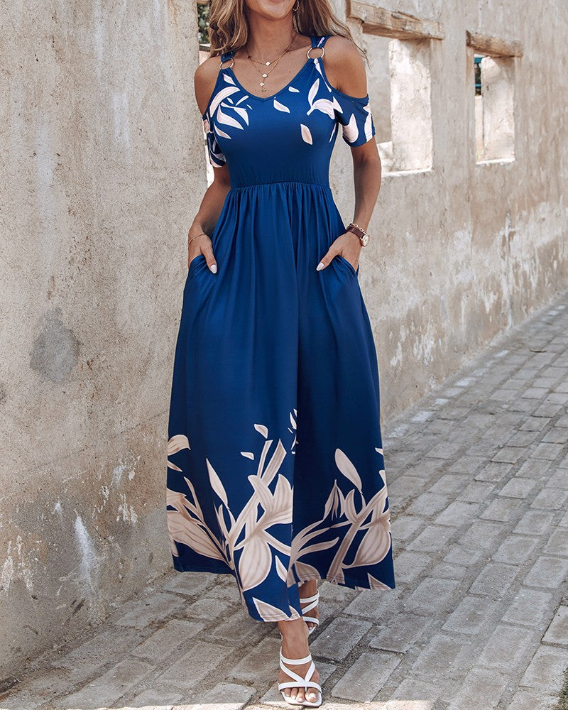 Robe Maxi Fleurs à Épaules Dénudées Chic und Stil