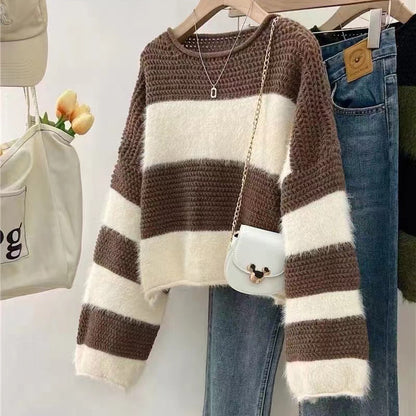 Pull confortable pour femmes avec une coupe ample et un motif rayé remarquable Chic und Stil