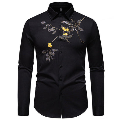 Chemise à manches longues élégante brodée pour hommes Chic und Stil