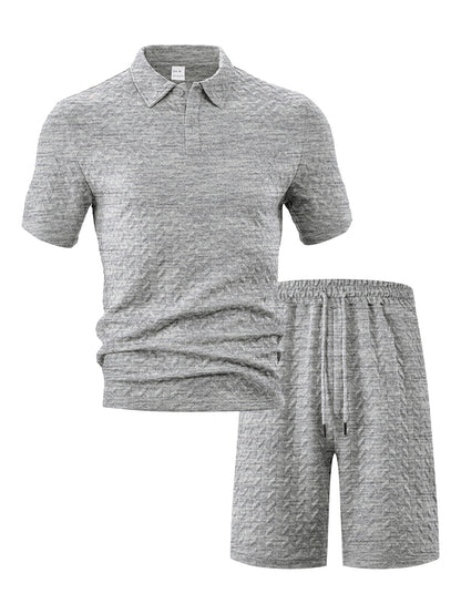 Ensemble polo et shorts sportifs pour hommes avec motif structuré Chic und Stil