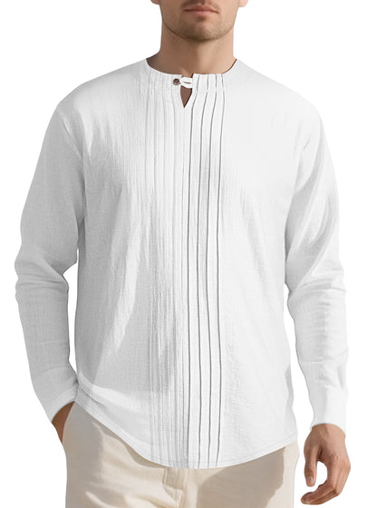 Chemise élégante à manches longues pour hommes avec design texturé et col montant tendance Chic und Stil
