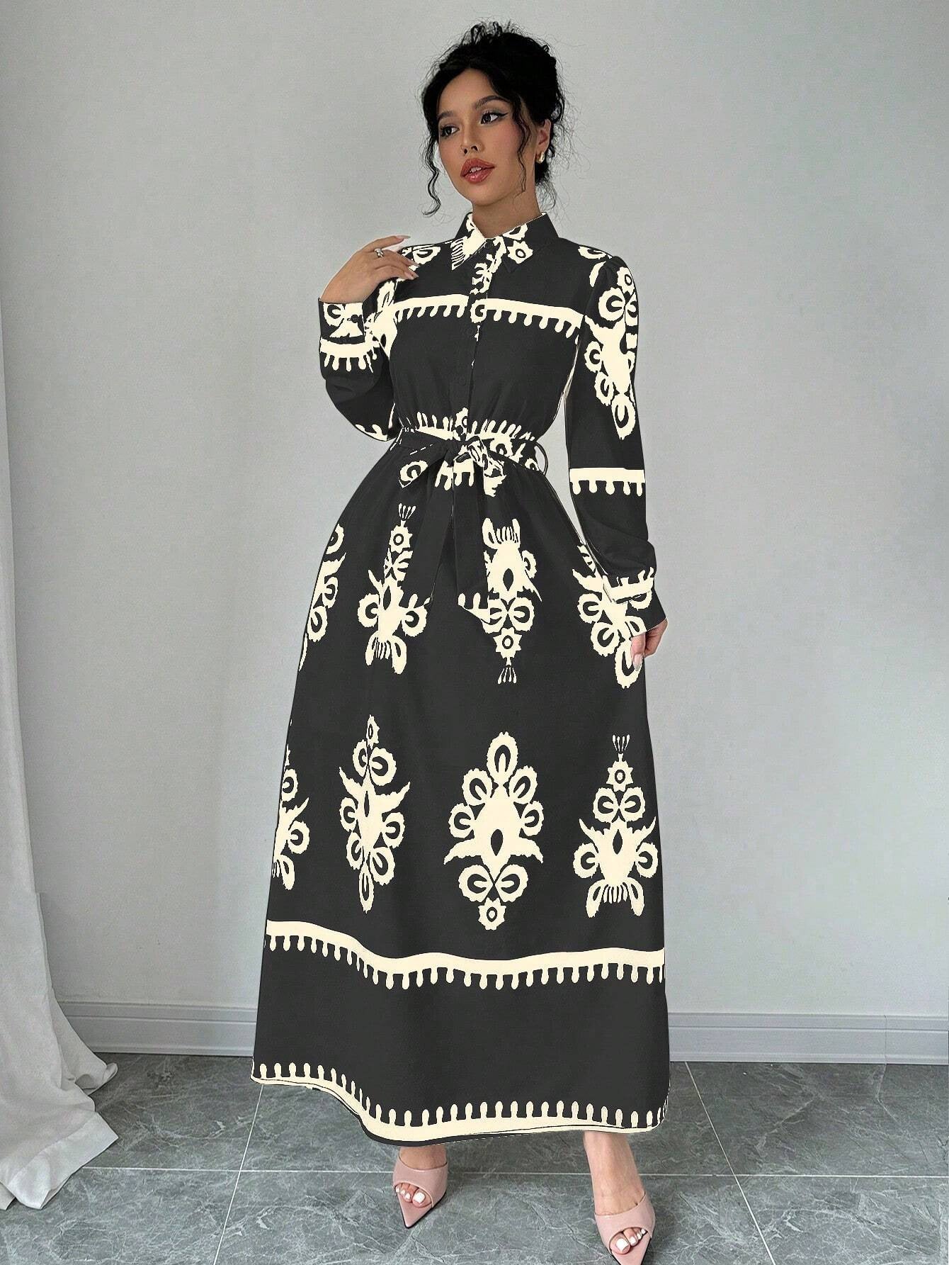 Robe maxi femme avec motif vintage Chic und Stil