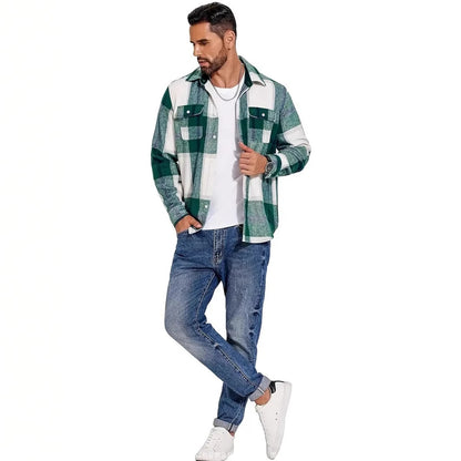Chemise à carreaux en flanelle pour hommes avec poches poitrine doubles Chic und Stil