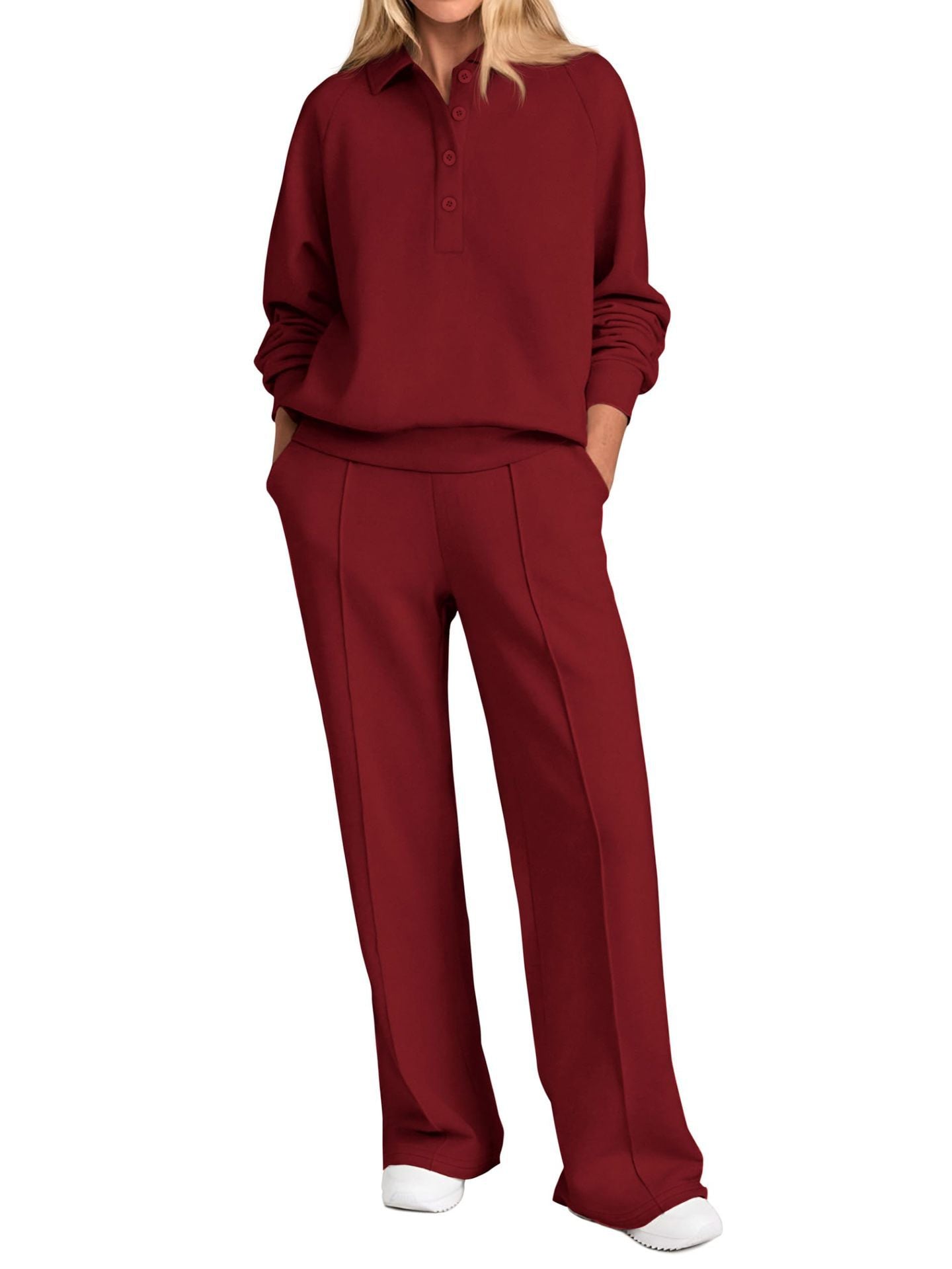 Chic and Style loose leisure pants and women's polo shirt