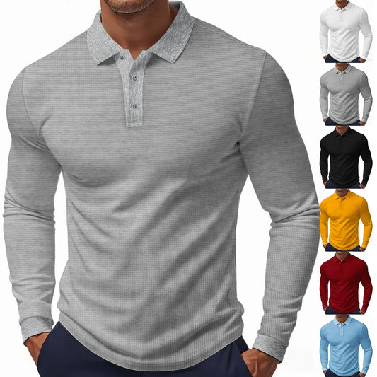 Men's Long-Sleeve Polo Shirt In Structured Design with Modern Cut Chic und Stil
