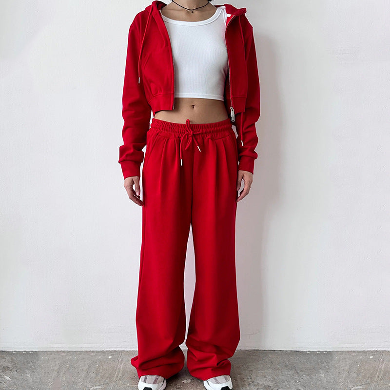 Casual cropped hoodie set for women and relaxing jogger pants Chic und Stil