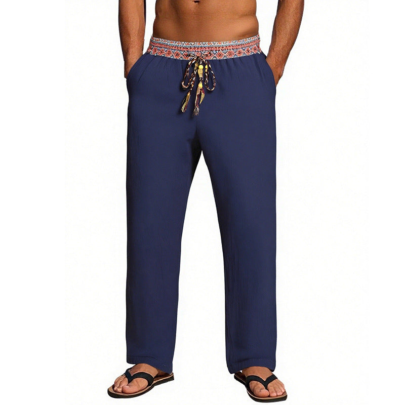 Men's Casual Beach Pants with Elastic Waist and Decorative Drawstring Chic and Style