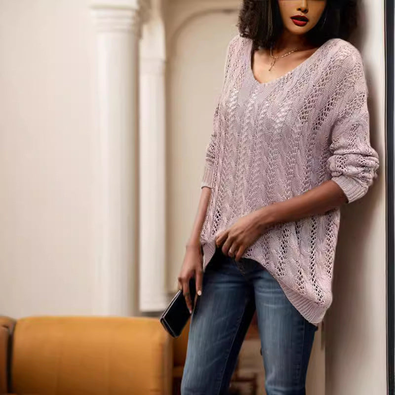 Pull femme tricoté avec un motif aéré en losanges et coupe large Chic und Stil