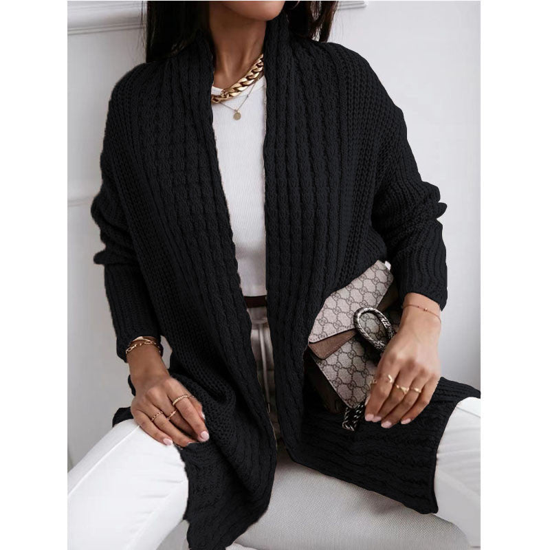 Cardigan pour femmes en maille épaisse avec coupe ouverte et design structuré à la mode Chic und Stil