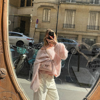 Femme Pull doux en mélange de mohair avec des manches oversized Chic und Stil