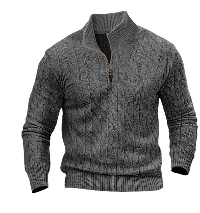 Pull en tricot stylé pour hommes avec col mi-ouvert et motif torsadé Chic und Stil