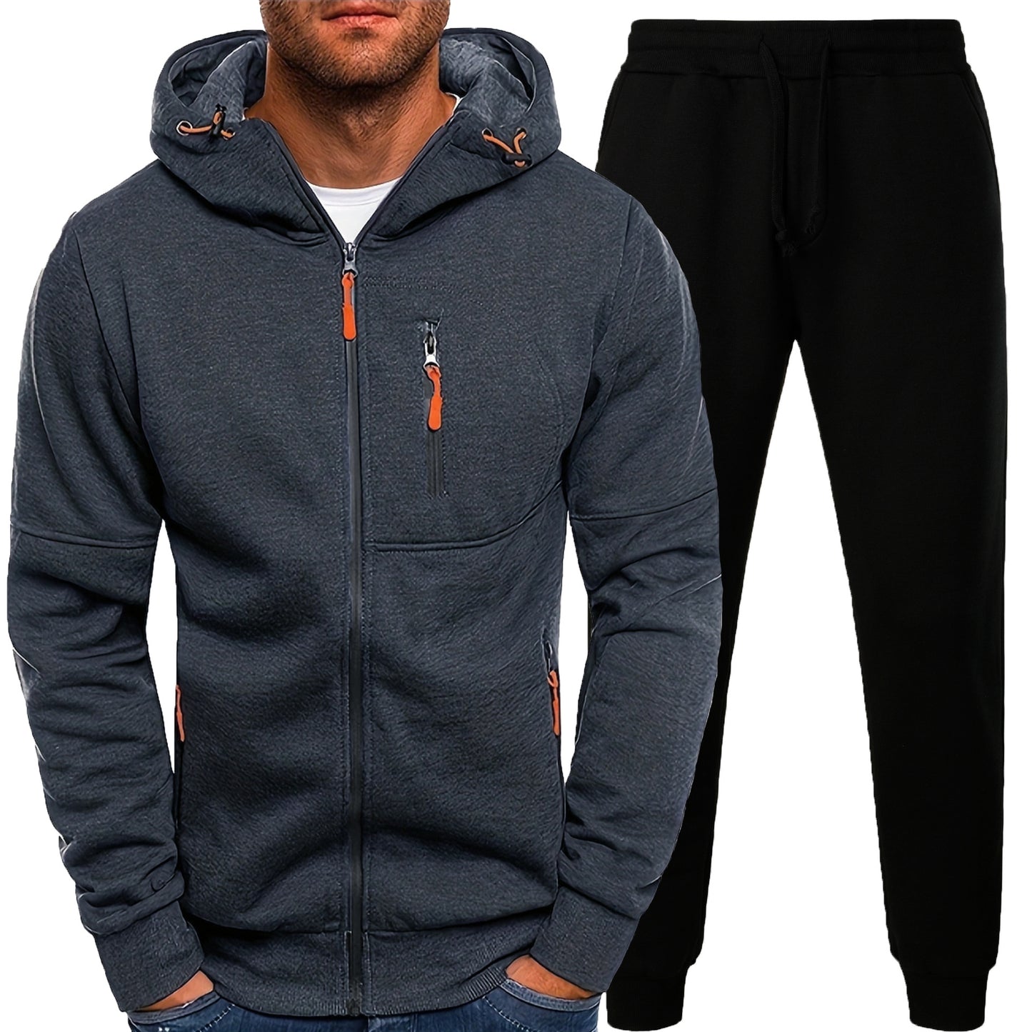 Men's sporty hoodie set and jogging pants with practical pockets Chic and Style