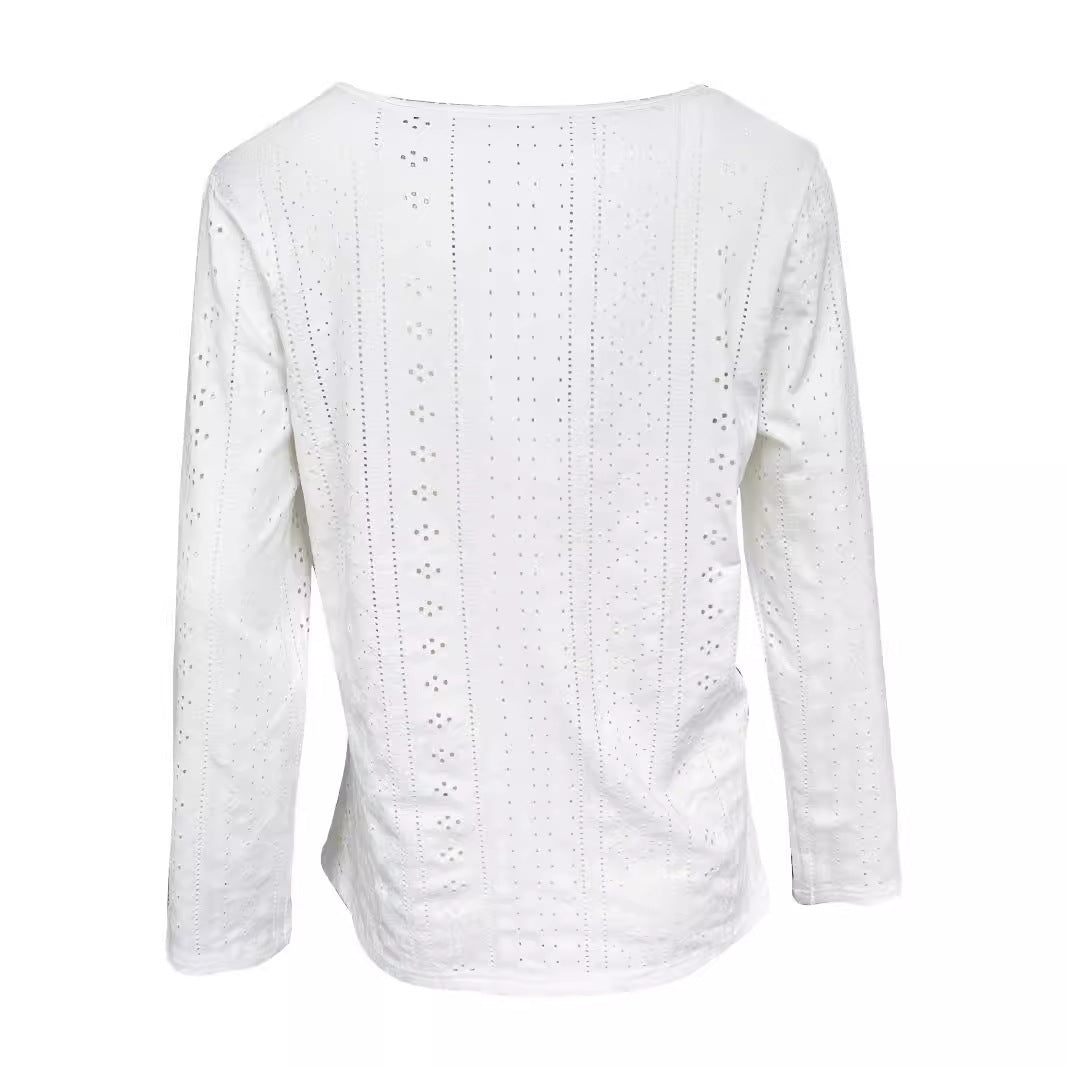 Chemisier à manches longues finement structuré pour femmes avec boutons élégants Chic und Stil