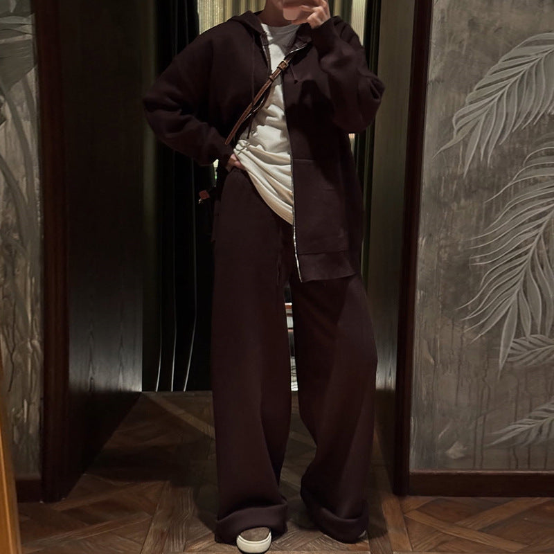 Oversized casual hooded sweatshirt set for women and wide pants Chic und Stil