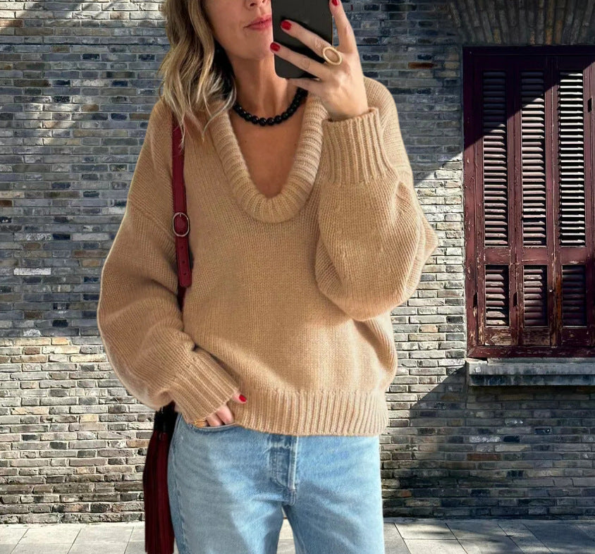 Pull en tricot pour femmes avec décolleté en V et coupe décontractée Chic und Stil