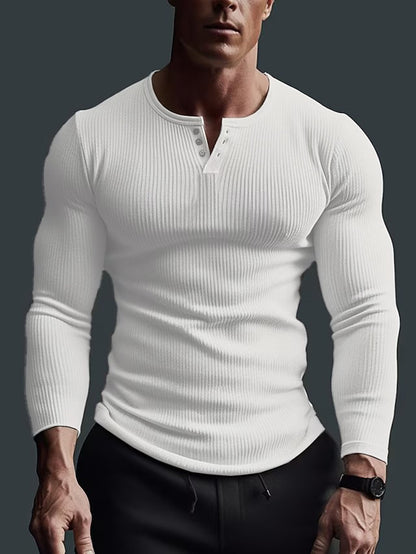 Chemise à boutons à manches longues pour hommes au design en rib moderne Chic und Stil