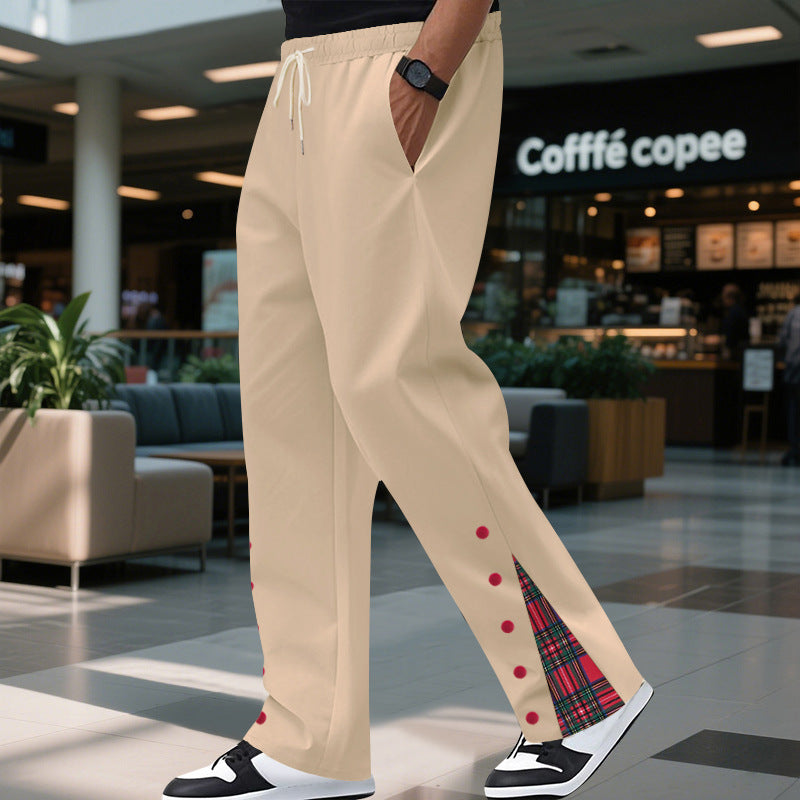 Pantalons de loisirs confortables pour hommes avec détails en carreaux sur les côtés Chic und Stil