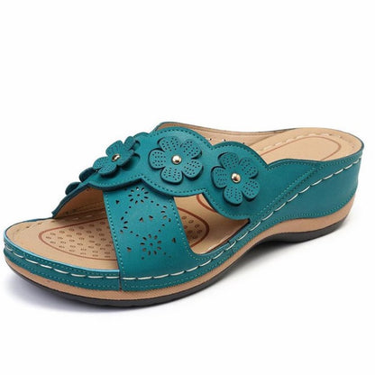 Chaussures pour femmes avec décoration florale Sandales confort à enfiler Chic und Stil