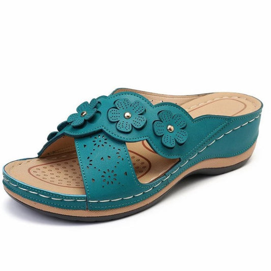 Chaussures pour femmes avec décoration florale Sandales confort à enfiler Chic und Stil