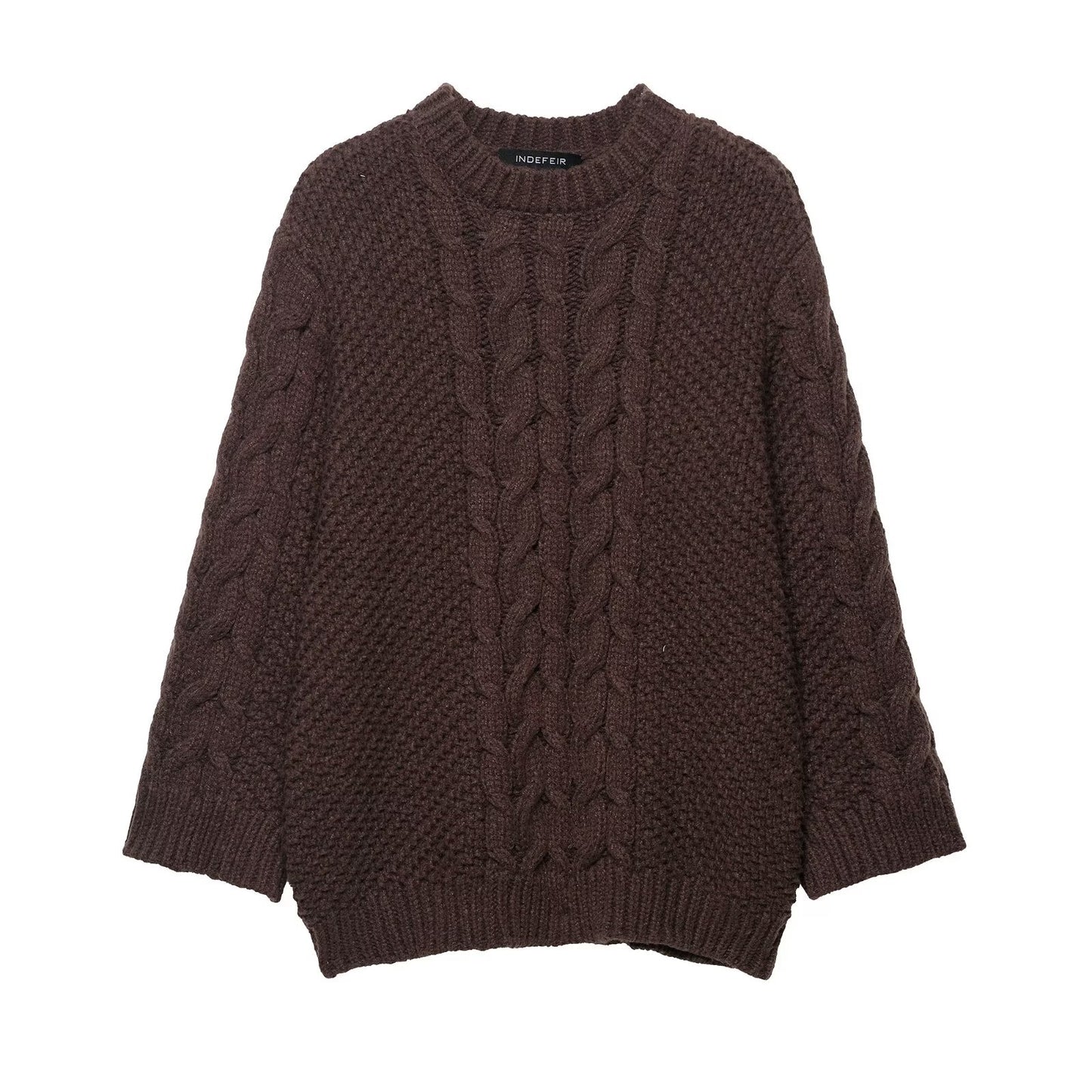 Pull en grosse maille pour femmes avec col rond et coupe décontractée Chic und Stil