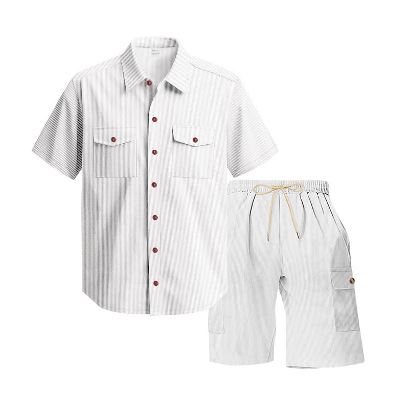 Chemise à manches courtes décontractée pour hommes et ensemble de shorts de loisirs avec poches pratiques Chic und Stil