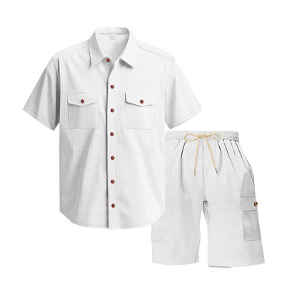 Chemise à manches courtes décontractée pour hommes et ensemble de shorts de loisirs avec poches pratiques Chic und Stil