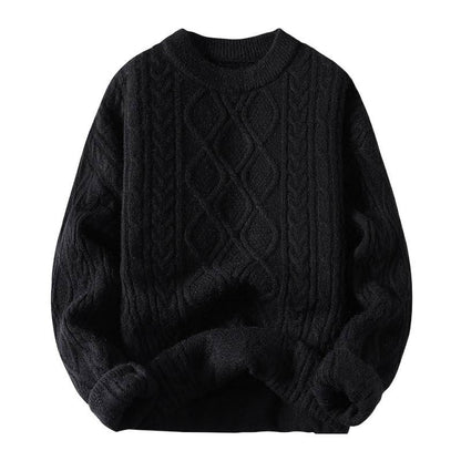 Pull-over en maille épaisse pour femmes avec un motif de torsade contemporain et un col rond classique Chic und Stil