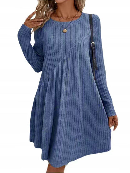 Robe en tricot décontractée pour femmes avec manches longues et ourlet asymétrique Chic und Stil