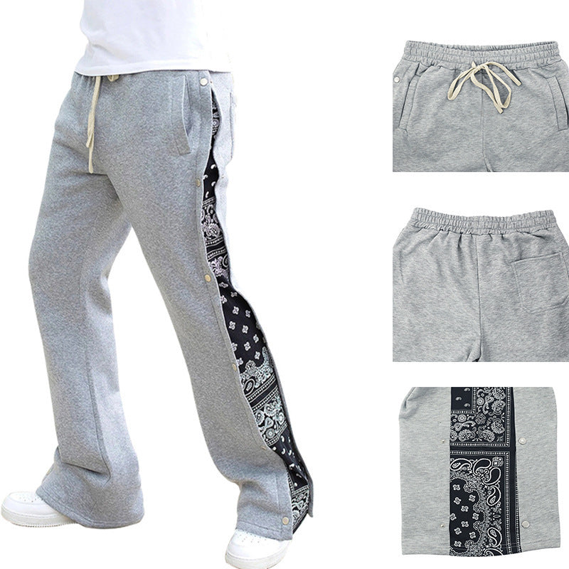 Casual men's jogger pants with side snap button closure and trendy mix of patterns Chic und Stil