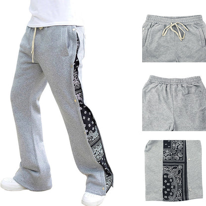Casual men's jogger pants with side snap button closure and trendy mix of patterns Chic und Stil