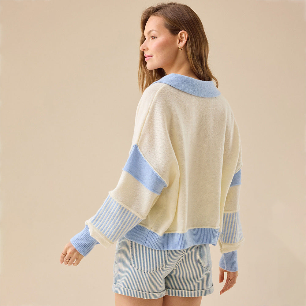 Femme Pull décontracté avec col moderne et design structuré Chic und Stil