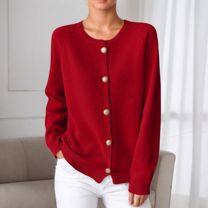 Cardigan en maille douce pour femmes avec détails en boutons et poignets élastiques Chic und Stil
