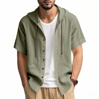 Chemise décontractée à manches courtes pour hommes avec capuche et patte de boutonnage Chic und Stil
