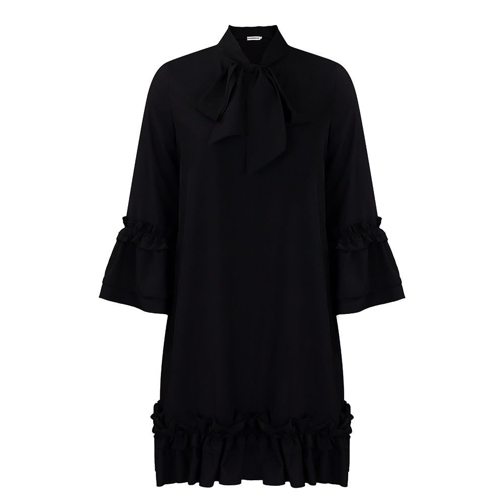 Robe chemise féminine à accent nœud et manches volantées Chic und Stil