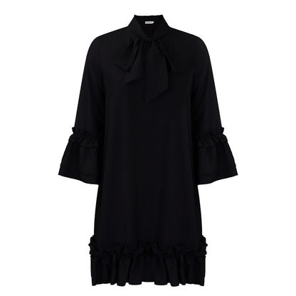 Robe chemise féminine à accent nœud et manches volantées Chic und Stil