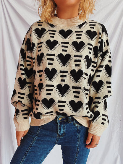 Pull en tricot pour femmes au design moderne en forme de cœur avec une coupe ample Chic und Stil