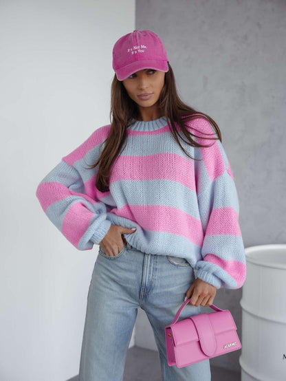Pull-over en tricot décontracté pour femmes avec une structure aérée et des manches amples Chic und Stil