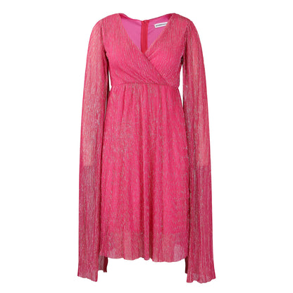 Dames Élégante robe portefeuille avec des manches transparentes longues et effet scintillant Chic und Stil