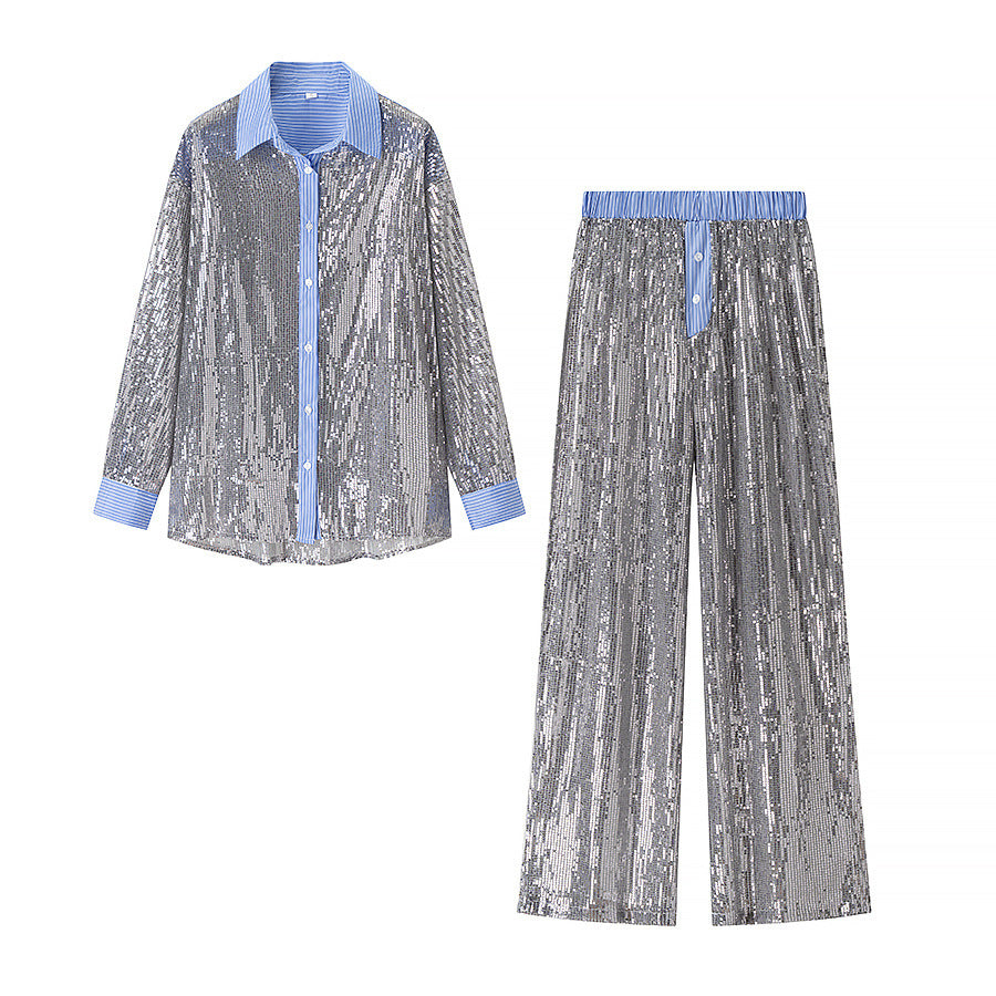 Dames Ensemble de pyjama glamour en sequins Chic und Stil