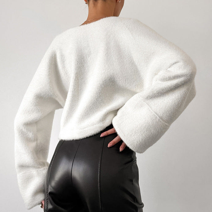 Dame cardigan moelleux avec décolleté en V élégant et manches larges Chic und Stil