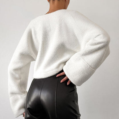 Dame cardigan moelleux avec décolleté en V élégant et manches larges Chic und Stil